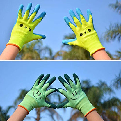 Kids Gardening Gloves for Ages 2-12 Toddlers, Youth, Girls, Boys, Children Garden Gloves for Yard Work (Size 4 for 7, 8 Year Old) - size: Size 4 (Pack of 2)