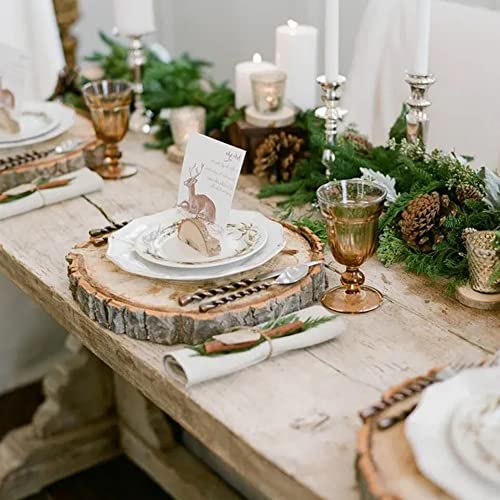 Sancodee 8 Pcs Large Unfinished Wood Slices, 7-8 Inches Wood Slabs for Centerpieces Natural Wooden Circle, DIY Wood Centerpieces for Tables Wedding Party Door Sign Decor - size: 7" - 8"