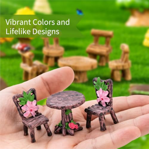 Mini Fairy Garden Accessories Furniture Outdoor Table Bench & Chairs Set