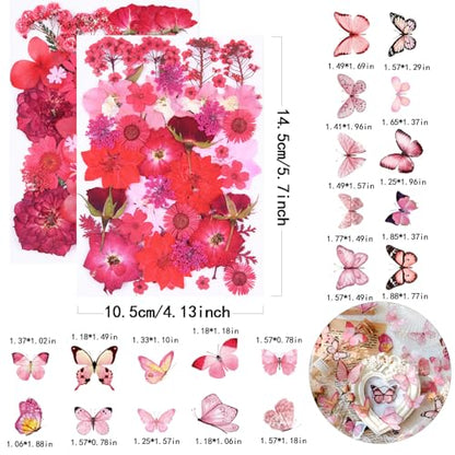 81Pcs Red Dried Pressed Flowers for Crafts,Xinxinran Dry Flowers Kit for Resin Molds,Epoxy Resin Accessories,Bookmark,Nails, Jewelry Molds,Candle Making Supplies,Soap,Frame,Cakes - color: Red 81pcs