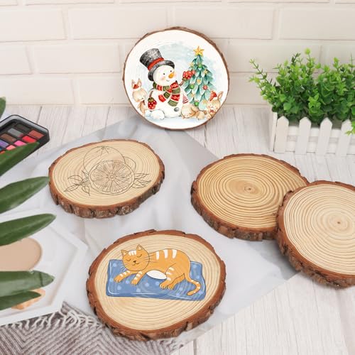 20 PCS Unfinished Wood Slices for Centerpieces, 6.3-7 Inch Natural Wood Slices with Tree Bark Pine and Wood Rounds Discs for DIY Crafts, Centerpieces, Art & Decor - size: 20 PCS 6.3-7 Inch