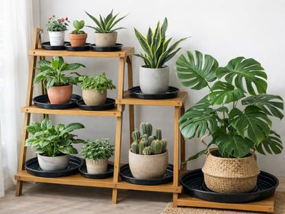 30 Packs 10/12/14 Inches Large Plant Saucers for Indoor Outdoor Use Heavy Duty Plastic Plant Plate Dish for Planter Bulk Round Flower Pot Drip Trays to Catch Water 4 to 20 Inch, Black - size: 10/12/14 inches