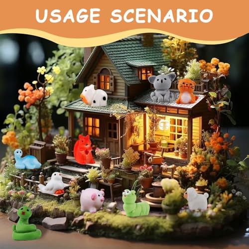 42pcs Mini Resin Animal 42 Styles Tiny Resin Animals Miniature Little Small Animal Figures for Fairy Garden Accessories, Dollhouse Decorations, DIY Miniature Scenes, Birthday Party Favors