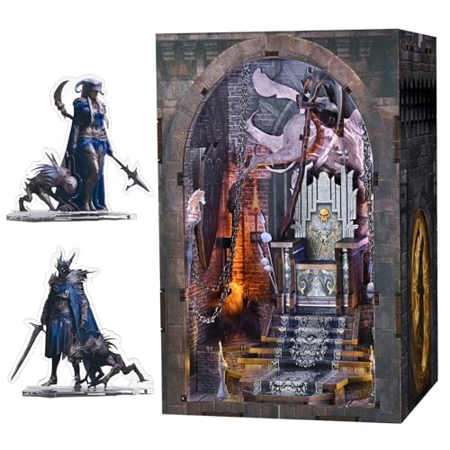 MiniCity Throne of Bones Book Nook Kit, DIY Wooden Miniature Scene with LED - color: Throne of Bones