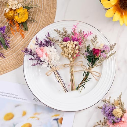 12/24 PCS Charming Dried Flowers Bouquet for Vase | Various Mini Dried Wildflowers with Stems Handmade Wildflowers Natural Real Flowers Bulk Flowers Craft (Blossoms, 24 PCS) - color: Blossoms