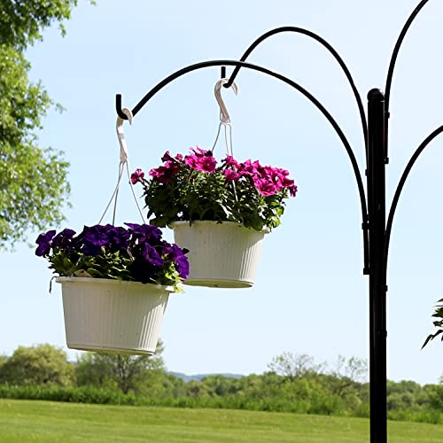 Sunnydaze 4-Arm Hanging Basket Plant Stand with Adjustable Arms - Black - 84"