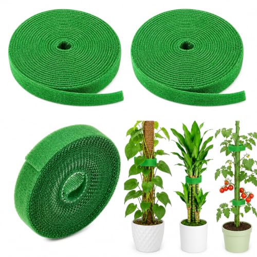 Reusable Green Nylon Plant Ties, 3 Pack 5M Double-Sided Garden Tape for Support, Tomato, Vine, Vegetable Plants, Soft Tree Training Wraps with Cutter for Gardening - color: 5meter 3roll Green