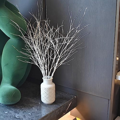 VANTREE 10 PCS Artificial White Birch Branches，Bendable Dried Sticks Stems | 30.7 Inches Faux Olive Branches，Fake Twigs Stems for Vases Floor Farmhouse Winter Flower Arrangements Christmas Tree Decor