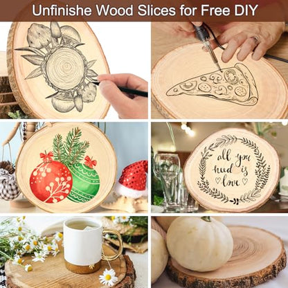 Adrattnay 8pcs Wood Slices for Centerpieces 12-13Inches | Round Paulownia Wood Circles for Table Decor, Rustic Wedding, Baby Shower, Party, Home Decoration and DIY Crafts