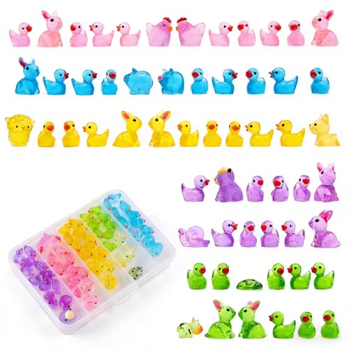 Dimili 59 Pack Mini Resin Farm Animals - Tiny Ducks & Bunnies