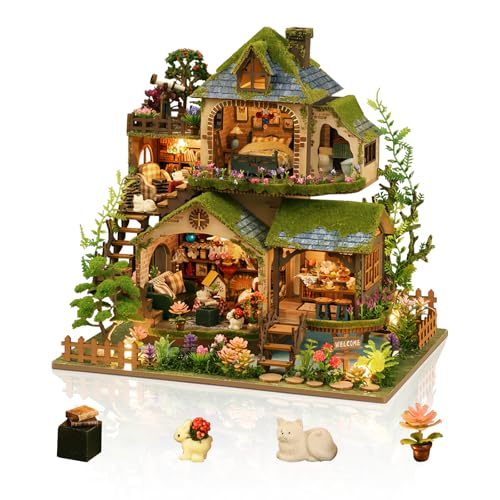 Dollhouse Kit, DIY Miniature House w/LED Adult, Forest Adventure | Miniature Kit, Tiny House Kit, DIY Mini Craft, Perfect Birthday & Christmas Gift for Family Friends