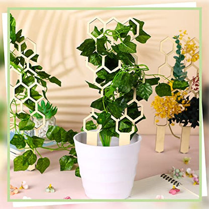 Nuenen 5 Pack Indoor Plant Trellis for Climbing Plants 11.8 Inches Small Garden Wooden Trellis for Potted Plants Honeycomb Shape Trellis Starter Holder for Outdoor Flower Plant Support Accessories
