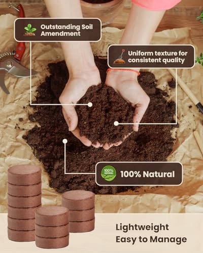 Outdoor Potting Mix 12 Pack – Coconut Husk Fiber, Premium Peat Moss Substitute, Expanding Soil for Gardening, Potting Mix, Seeds & Plants – Sustainable, Water Retention, Excellent Drainage