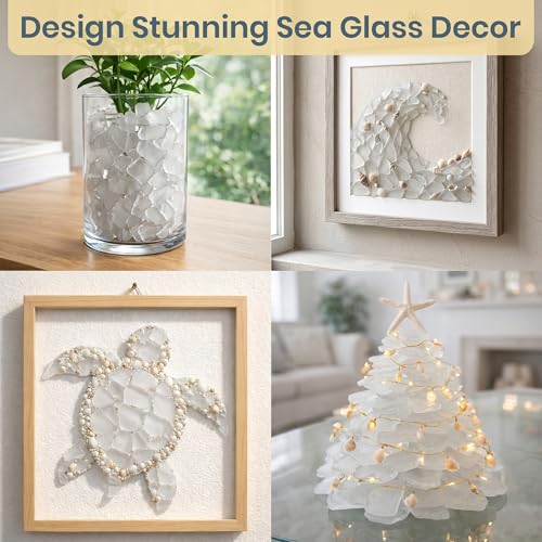 Nautical Crush Trading White Sea Glass – 22oz Beach Glass for Crafts, Vase Fillers & Decor – Bulk Tumbled SeaGlass Pieces for DIY Projects – Recycled Seaglass for Home, Weddings & Art - size: 22 Ounces