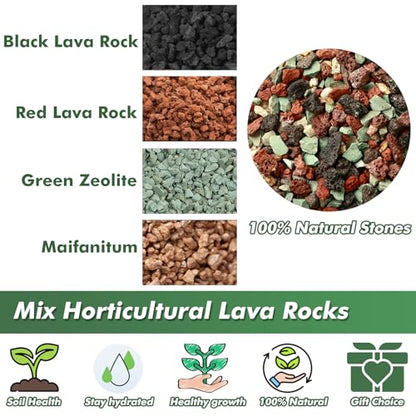 11 Pounds Mix Horticultural Lava Rocks, 5-8 mm Lava Rocks for Plants, Bonsai Rocks Horticultural Grit Soil Cover Gravel for Succulents and Hydroponics, Fairy Gardening, Top Dressing, Plant Drainage - size: 0.2-0.3 inch, style: Mix lava/ 11 pounds