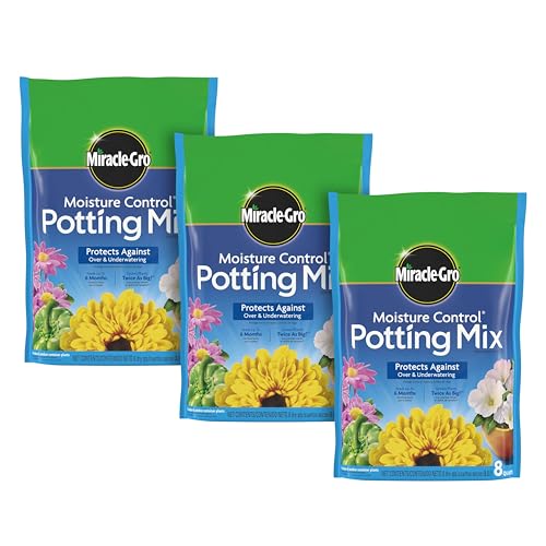 Miracle-Gro Moisture Control Potting Mix - Plant Soil For Container Plants, Protects against Over- and Under-Watering, 8 qt. (3-Pack) - size: 3-Pack, style: 8 qt.