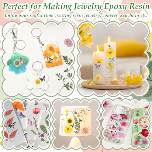 500 PCS Dried Flowers Butterfly Stickers for Crafts Real Natural Pressed Flowers Dry Leaves Kit for DIY Making Crafts Resin Soap Candle Scrapbook Supplies Card Making Jewelry - size: 500 Pcs Dried Flowers with Butterfky