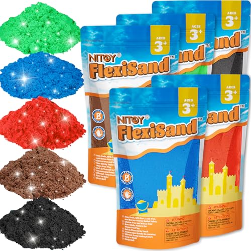 NiToy FlexiSand Toy Sand Self-Sticking Non-Toxic Moldable, Neutral Shades | Eco-Friendly Individually Packed for Easy Storage Never Dries Out Perfect to Grip Squeeze Knead and Shape - color: Neutral Shades
