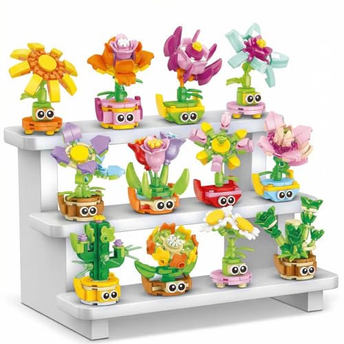 12-in-1 Flower Building Set, Botanical Collection Floral Decor Kit, Creative STEM Toy Christmas Birthday Easter Gift for Kids Girls Boys 6+ Years Old