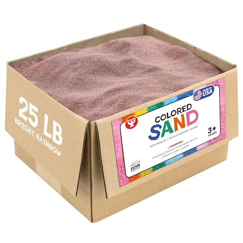 Hygloss Colored Sand for Crafts - 25 lb, Bright Rainbow - Vibrant Colorful Fine Sensory Play Sand Art Kits for Kids - Classroom Activities for Children 3 4 5 6 7 8 9 10 11 12 - Safe for Ages 3+ - color: Bright Rainbow, size: 25-Pound