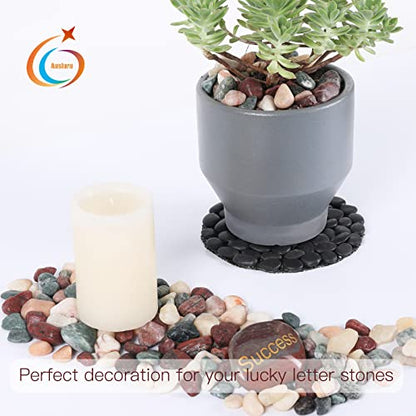 11lbs Natural River Rocks, Polished Pebbles for Plants Garden, 0.3-0.8 inch Decorative Countryside Stones, Ideal for Fish Tank, Vases, Home Decor and Garden Landscaping,Countryside - size: 11 Pounds, style: Countryside
