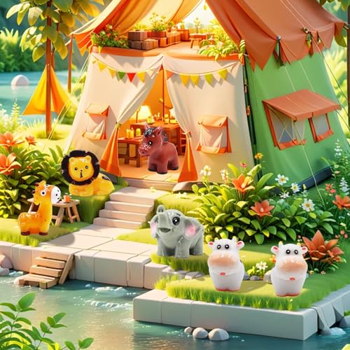 50 Pcs Miniature Resin Animal Figurines Set (1.2") - Elephant, Lion, Giraffe, Horse, Cow for Fairy Garden, Terrarium, DIY Crafts & Miniature World - color: Animal