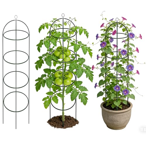 Garden Obelisk Trellis for Climbing Plants 5.7/4.5FT Heavy Duty Metal & Rustproof Plant Climbing Support for Garden Indoor Outdoor Potted Plant Flowers Fruits Vegetable Vines (4.5FT / 2Pack)