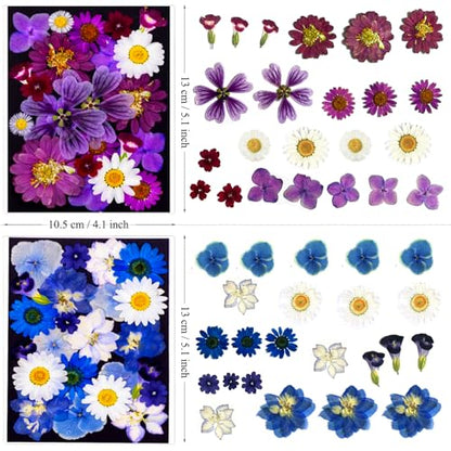 133Pcs Dried Pressed Flowers and Butterfly for Resin Molds, Assorted Real Natural Flowers Leaves Stickers for DIY Art Crafts, Jewelry, Candle, Soap Crafts Making - size: 133PCS