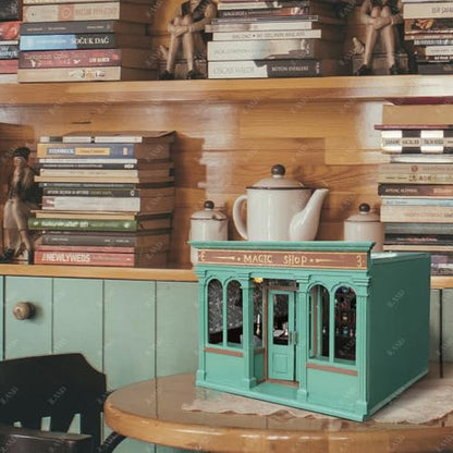 iLAND Wooden Dolllhouse Room Box on 1/12 Scale, Wood Houses for Crafts to Make a Miniature Coffee Shop, Magic House, Store Classic & Creative