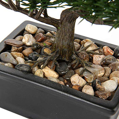 Artificial Bonsai Tree Juniper Faux Plants Indoor Small Fake Plants Decor with Ceramic Pots for Home Table Office Desk Bathroom Shelf Bedroom Living Room Farmhouse Decorations - style: 6" Cedar