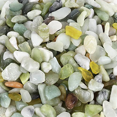 5lbs Natural River Rocks, Polished Pebbles for Plants Garden, 0.3-0.8 inch Decorative Jade Stones, Ideal for Fish Tank, Vases, Crafting, Home Decor and Garden Landscaping Rocks,Jade - size: 5 Pounds, style: Jade