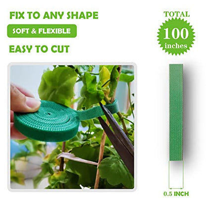 Green Garden Ties|Plant Ties for Climbing Plants 100 feet x1/2‘’in 3 Rolls|Plant Supports for Effective Growing Strong |Green-Recycled Plastic Garden Twine & Twist Ties for Tomato Stakes