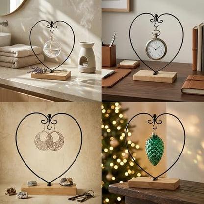 11" Black Metal Ornament Stand Holder | Sturdy Iron Display Rack, For Air Plant Terrarium Glass Globe Witch Ball, Home Holiday Christmas Decoration