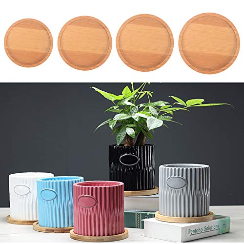 2Krmstr 6 Pack Round Bamboo Tray for Plants, 4 Inch Planter Pot Bamboo Saucer, Succulent Pot Holder Drainage Tray for Indoor & Outdoor Plants Flower Pot Drip Trays 201101YF55-3[JPHTM]#2664