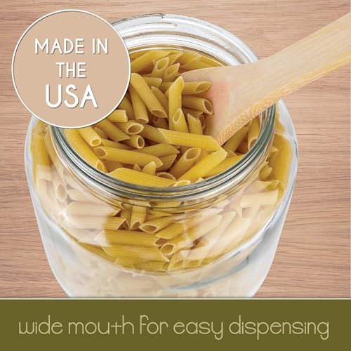 kitchentoolz Half Gallon Mason Jar Wide Mouth with Airtight Metal Lid - Safe for Fermenting, Pickling, Sourdough & Kombucha - Glass 64 oz Mason Jar - Made in USA - BPA Free - color: Gold Lid