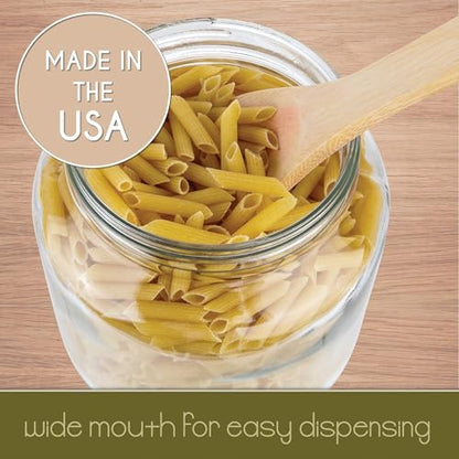 kitchentoolz Half Gallon Mason Jar Wide Mouth with Airtight Metal Lid - Safe for Fermenting, Pickling, Sourdough & Kombucha - Glass 64 oz Mason Jar - Made in USA - BPA Free - color: Gold Lid