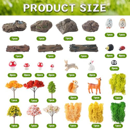 43 Pcs Mini Fairy Garden Accessories Outdoor Kit, Fairy House Accessories Including Resin Animals, Miniature Figurines Micro Landscape Ornaments, Fairy Garden Starter Kit for DIY Dollhouse