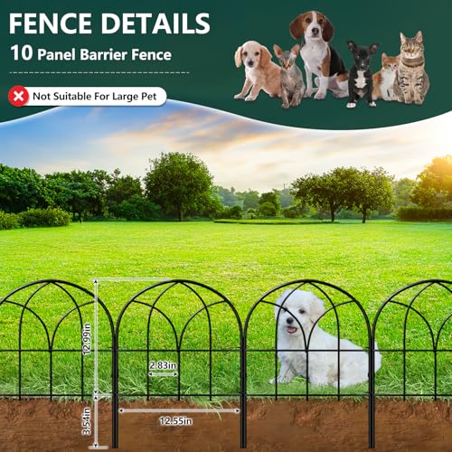 10 Pack Arch Garden Fence, 10.5 ft Rustproof No Dig Animal Barrier - size: 10 Arched Panels-16.5in(H)x10.4ft(L)