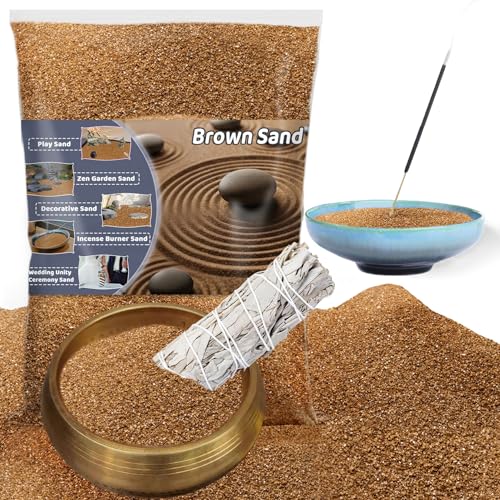 RAINFLOW 15oz Fine Brown Sand - Quartz Sand for Crafts & Decor | Decorative Sand for Aquarium Tank, Wedding Unity Ceremony, Zen Garden, Vase Filler & Incense Burner & Substrate - color: Brown, size: 15 OZ