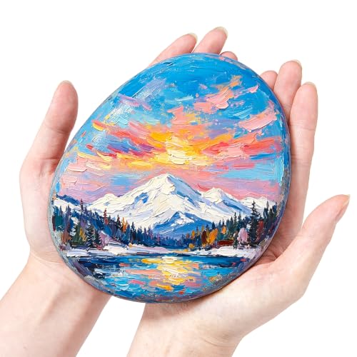 6Pcs 5-6 Inch Large Rocks for Painting, Natural Flat Smooth Stones - size: 5-6"-6pcs