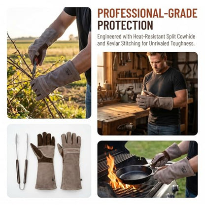 Welding Gloves for Women-Long Sleeve Fireproof and Heat Resistant S - color: Brown 1 Pair, size: Small