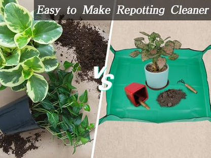 Large Plant Repotting Mat, Waterproof Repotting Tray for Indoor Plants Potting Soil, Gardening Tray Mat, Portable Potting Tray Soil Mat for Indoor House Plants Succulents Orchid - size: Large 39.4" x 31.5"