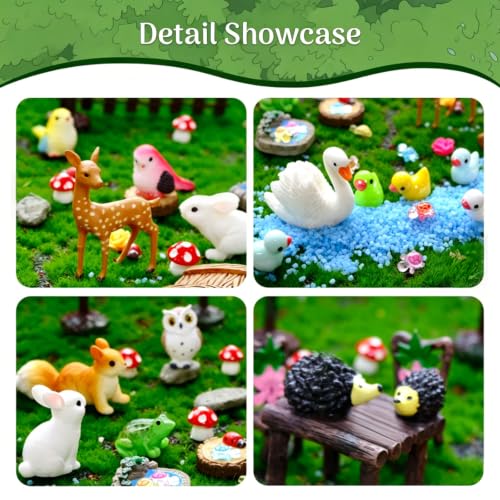 111Pcs Fairy Garden Accessories Outdoor Kit Mini Fairy House Decor Supplies | Resin Animals Figures with Elves, Deer, Bunny, Squirrel, Owl Figurines for Miniature Garden, Yard, DIY Set - style: Garden Accessories