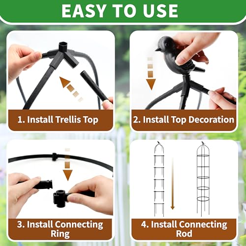 6.7FT Garden Obelisk Trellis for Climbing Plants,81”Metal Plant Support Tower,Heavy Duty Thickened Tube,Rustproof Black Vine & Flower Stand for Outdoor Indoor Use - size: 15“x81”-1 PC
