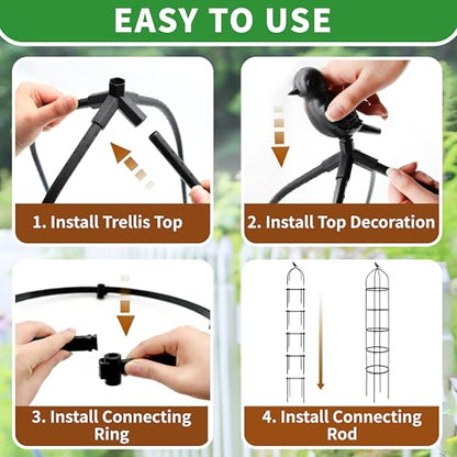 6.7FT Garden Obelisk Trellis for Climbing Plants,81”Metal Plant Support Tower,Heavy Duty Thickened Tube,Rustproof Black Vine & Flower Stand for Outdoor Indoor Use - size: 15“x81”-1 PC