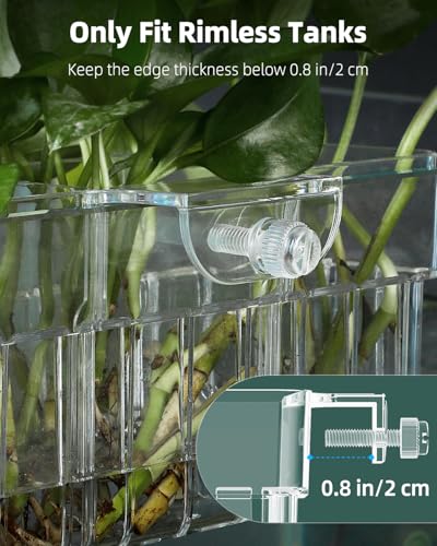 Pawfly Clear Acrylic Aquarium Plant Holder for Fish Tanks, 3 Slots Top Hanging Fish Tank Planting Holder with Hook, Adjustable Aquarium Planter Cup, Plant Pot for Water Feature Decoration - size: 1 Pcs