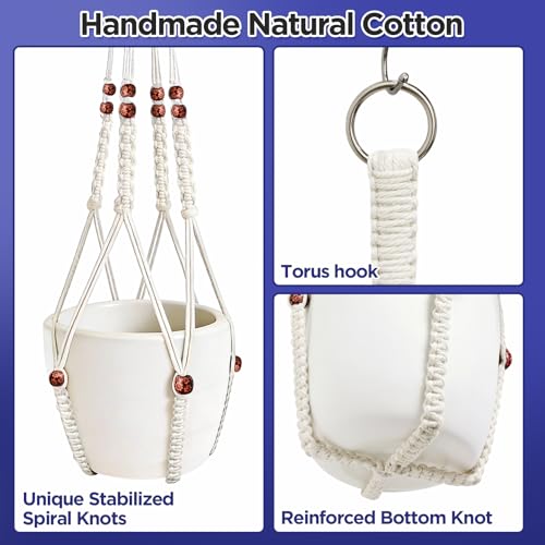 2 Pack Macrame Plant Hanger with Drop Ceiling Hooks