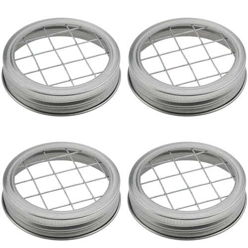 AYLIFU 4 Set Mason Jar Lids - Silver - 2.75 Inches - Tinplate - Screw Top - Holder - Flower Organizer & Decoration Accessories