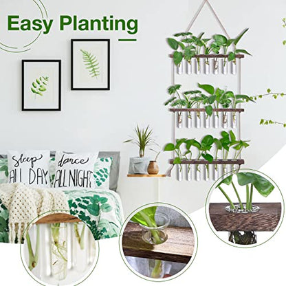 XXXFLOWER Wall Hanging Propagation Station with Wooden Stand - color: Brown, size: 21 Tube Vases