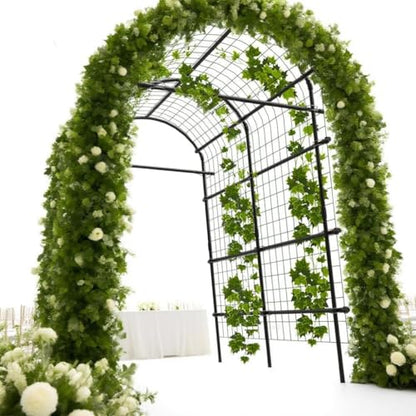 Garden Arch Trellis, 7.5FT Extra Tall Polyethylene-Coated Stainless Steel Garden Trellis for Climbing Plants, Vegetables, Flowers, Outdoor Pergola Arbor Wedding Party Decoration, Cucumber Trellis, Gar - size: Snap-Fit 7.6 x 6 x 4 Ft(9-Bar)